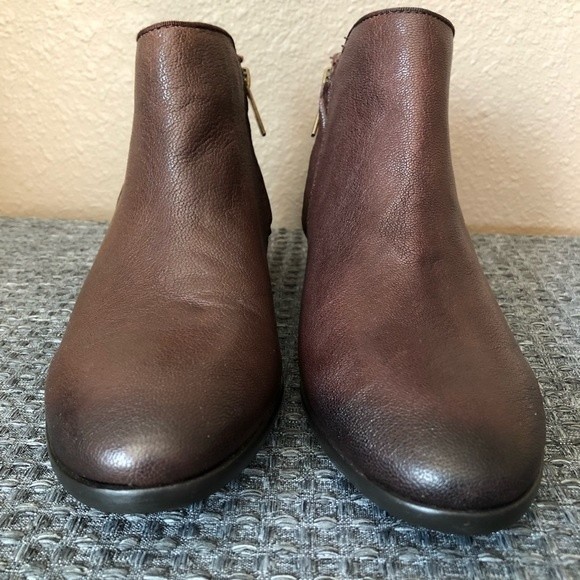 Sam Edelman Brown Black Textured Leather Petty Ankle Boot Womens 8M GUC - Picture 5 of 9